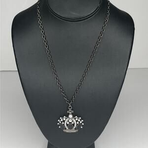 Crown & Cross Black Jeweled Necklace